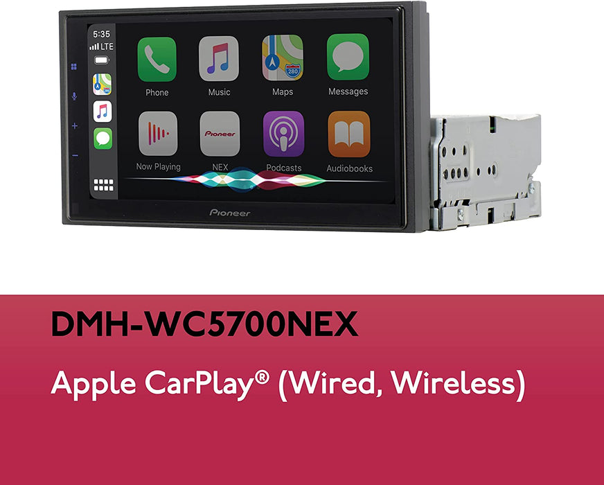 Pioneer DMH-WC5700NEX 6.8" Car Stereo, Multimedia Receiver with Wireless or Wired Apple CarPlay, Android Auto, Amazon Alexa, Hands-Free Bluetooth, SiriusXM Ready, Capacitive Touchscreen (No CD)