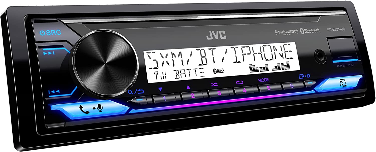 JVC KD-X38MBS 1-DIN Digital Media Receiver Bluetooth, USB, with Variable-Color Illumination