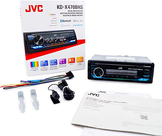 JVC KD-X470BHS Digital Media Receiver featuring Bluetooth / USB HD Radio/ SiriusXM / Amazon Alexa / 13-Band EQ