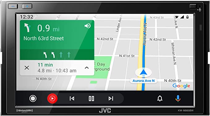 JVC KW-M865BW Built in Wi-Fi for Wireless CarPlay Android Auto, 6.8" LCD Touchscreen Display, AM/FM, Bluetooth, MP3 Player, USB Port, Double DIN, 13-Band EQ, SiriusXM Car Radio