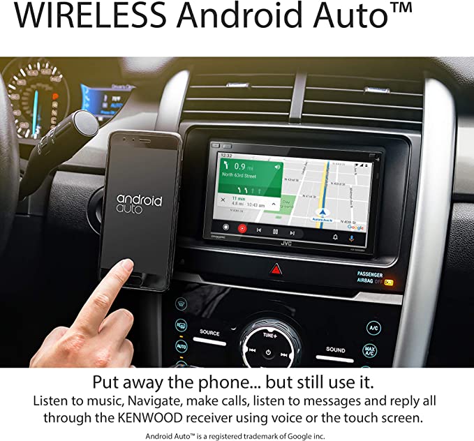 JVC KW-M865BW Built in Wi-Fi for Wireless CarPlay Android Auto, 6.8" LCD Touchscreen Display, AM/FM, Bluetooth, MP3 Player, USB Port, Double DIN, 13-Band EQ, SiriusXM Car Radio