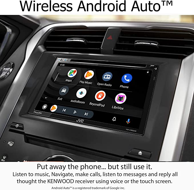 JVC KW-V960BW Built in Wi-Fi for Wireless CarPlay Android Auto, CD/DVD 6.8" LCD Touchscreen Display, AM/FM, Bluetooth, MP3 Player, USB Port, Double DIN, 13-Band EQ, SiriusXM, Class D Amp, Car Radio