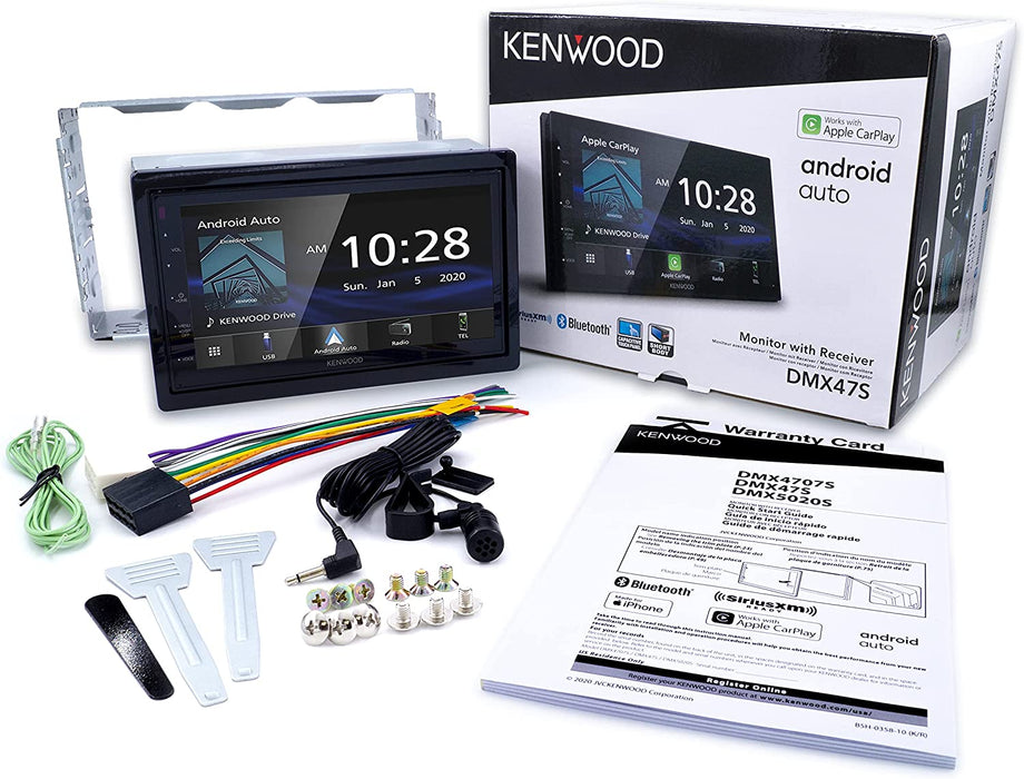 Kenwood DMX47S 6.8" car stereo receiver provides a 6.8" touchscreen display, multiple audio inputs and outputs for superior sound, and reliable performance.