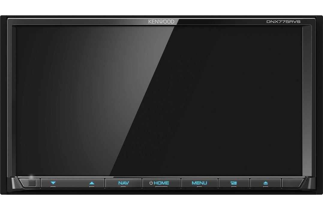 DNX775RVS multimedia receiver from Kenwood features a 6.95" touchscreen display, integrated GPS navigation, and multiple audio inputs and outputs for improved sound.