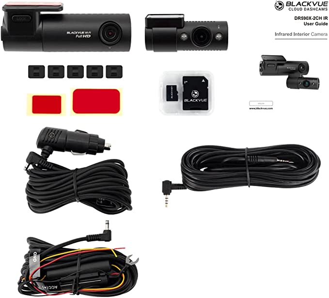 BlackVue DR590X-2CH IR with 32GB microSD Card | Full HD Wi-Fi Dashcam | Interior Infrared (IR) Rear Camera | Taxi Dashcam | Built-in Voltage Monitor
