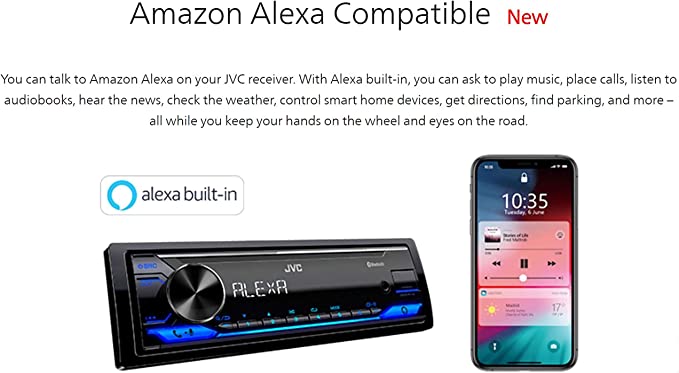 JVC KD-X470BHS Digital Media Receiver featuring Bluetooth / USB HD Radio/ SiriusXM / Amazon Alexa / 13-Band EQ
