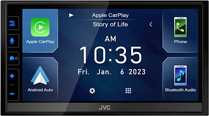 JVC KW-M785BW Wireless Apple CarPlay Android Auto Digital Media Player, Double Din, 6.8" LCD Touch, AM/FM, Bluetooth, USB, iDatalink Maestro, SiriusXM, Car Radio