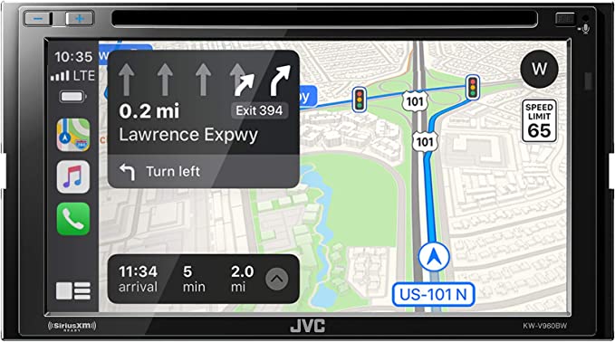 JVC KW-V960BW Built in Wi-Fi for Wireless CarPlay Android Auto, CD/DVD 6.8" LCD Touchscreen Display, AM/FM, Bluetooth, MP3 Player, USB Port, Double DIN, 13-Band EQ, SiriusXM, Class D Amp, Car Radio